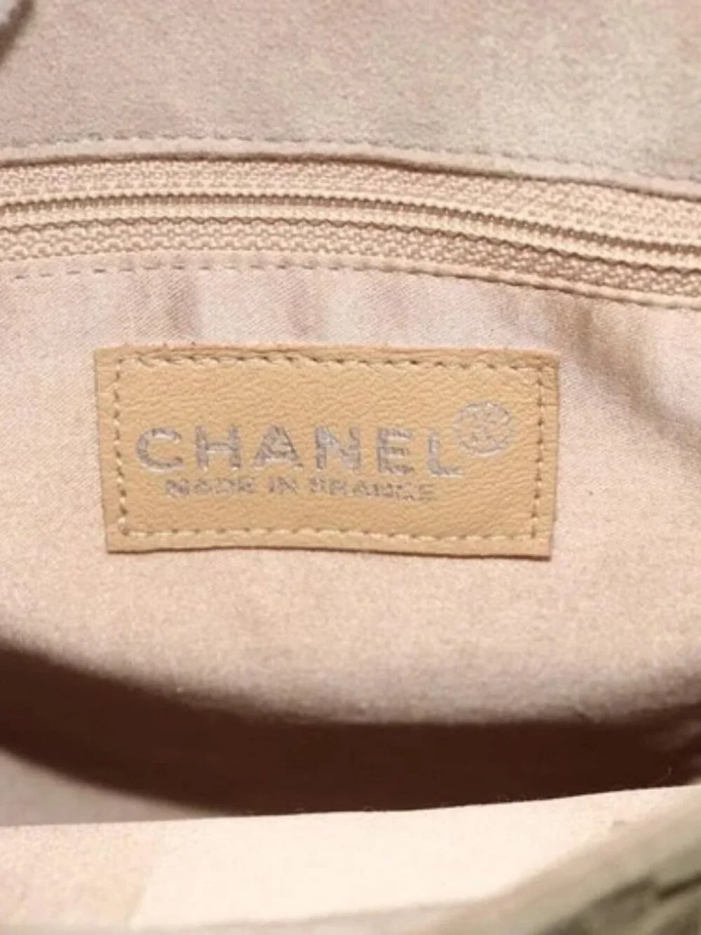 CHANEL Hand Bag Suede Beige Silver CC Auth BA12233